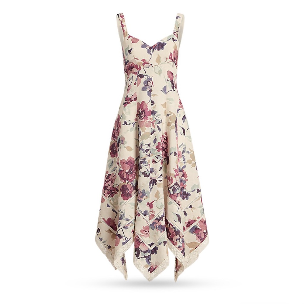 NWT Lauren Ralph Lauren Linen Floral Print Midi Dress, Size 16